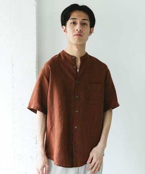 URBAN RESEARCH DOORS / アーバンリサーチ ドアーズ シャツ・ブラウス | シルケットリネン バンドカラーショートスリーブシャツ | 詳細3