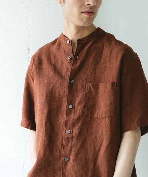 URBAN RESEARCH DOORS / アーバンリサーチ ドアーズ シャツ・ブラウス | シルケットリネン バンドカラーショートスリーブシャツ | 詳細4