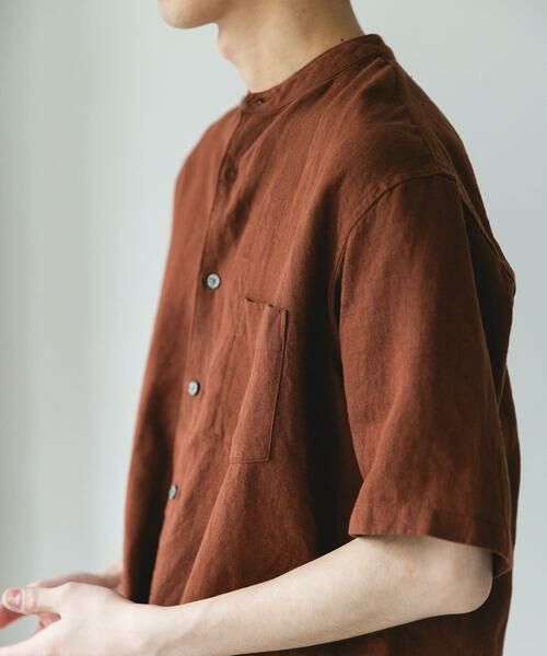URBAN RESEARCH DOORS / アーバンリサーチ ドアーズ シャツ・ブラウス | シルケットリネン バンドカラーショートスリーブシャツ | 詳細5