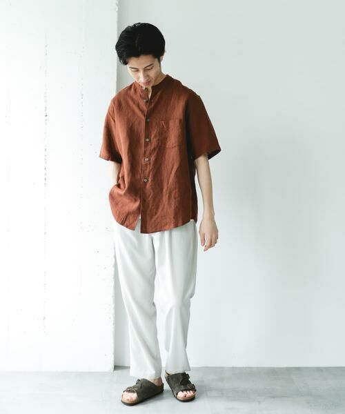 URBAN RESEARCH DOORS / アーバンリサーチ ドアーズ シャツ・ブラウス | シルケットリネン バンドカラーショートスリーブシャツ | 詳細7