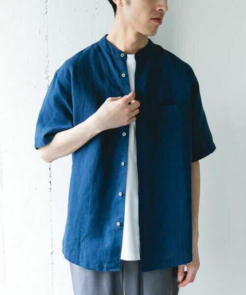 URBAN RESEARCH DOORS / アーバンリサーチ ドアーズ シャツ・ブラウス | シルケットリネン バンドカラーショートスリーブシャツ | 詳細12