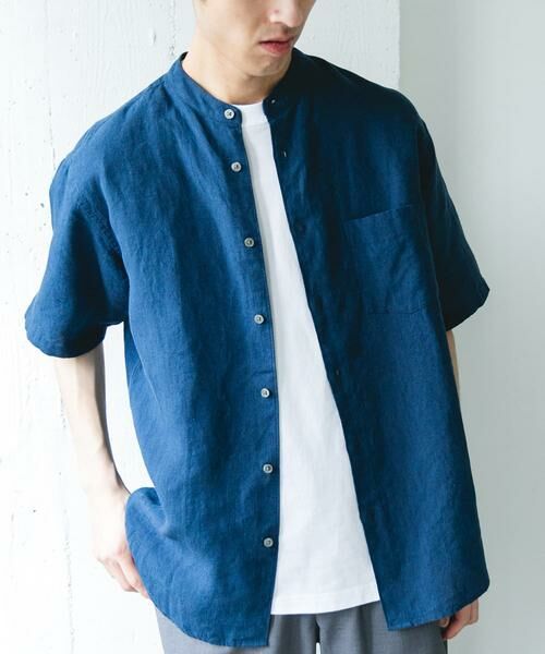 URBAN RESEARCH DOORS / アーバンリサーチ ドアーズ シャツ・ブラウス | シルケットリネン バンドカラーショートスリーブシャツ | 詳細14