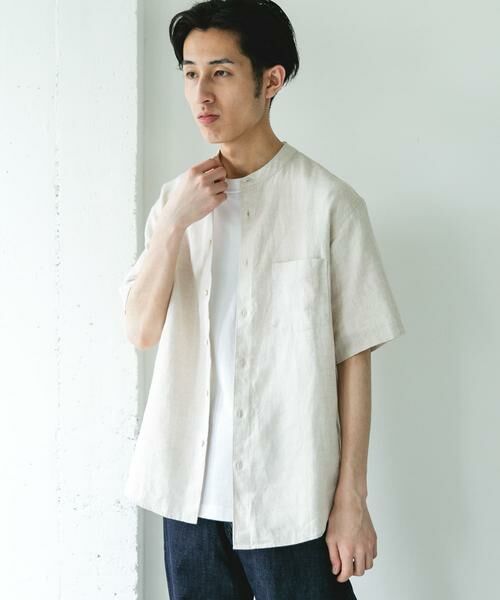 URBAN RESEARCH DOORS / アーバンリサーチ ドアーズ シャツ・ブラウス | シルケットリネン バンドカラーショートスリーブシャツ | 詳細24