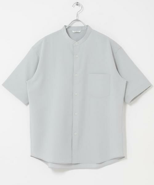 URBAN RESEARCH DOORS / アーバンリサーチ ドアーズ シャツ・ブラウス | セオアルファバンドカラーショートスリーブシャツ（ライトグレー）