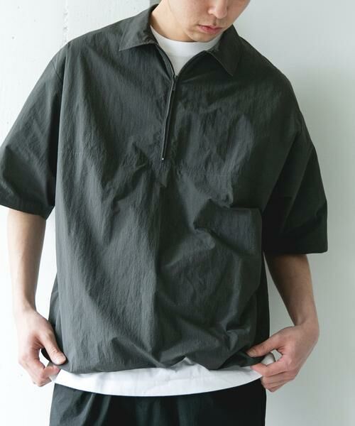 URBAN RESEARCH DOORS / アーバンリサーチ ドアーズ シャツ・ブラウス | フルダルナイロンハーフジップアクティブプルオーバー（チャコールグレー）