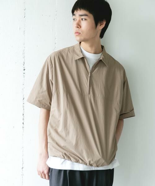 URBAN RESEARCH DOORS / アーバンリサーチ ドアーズ シャツ・ブラウス | フルダルナイロンハーフジップアクティブプルオーバー（ベージュ）