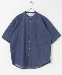 URBAN RESEARCH DOORS / アーバンリサーチ ドアーズ シャツ・ブラウス | リネンブレンド デニムバンドショートスリーブシャツ