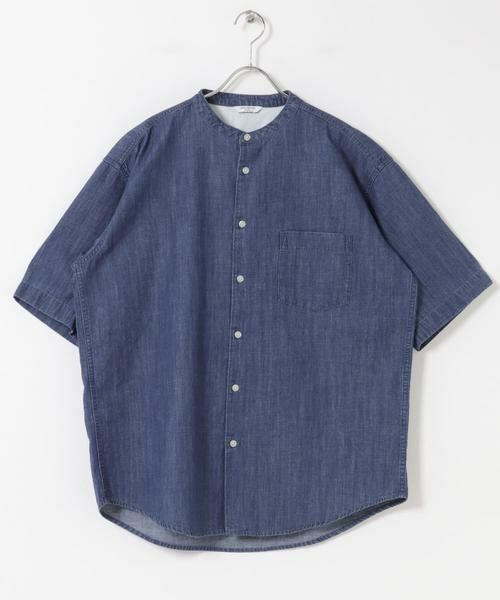 URBAN RESEARCH DOORS / アーバンリサーチ ドアーズ シャツ・ブラウス | リネンブレンド デニムバンドショートスリーブシャツ（ブルー系その他）