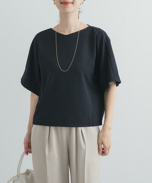 URBAN RESEARCH DOORS / アーバンリサーチ ドアーズ Tシャツ | カットジョーゼットVネックプルオーバー | 詳細4