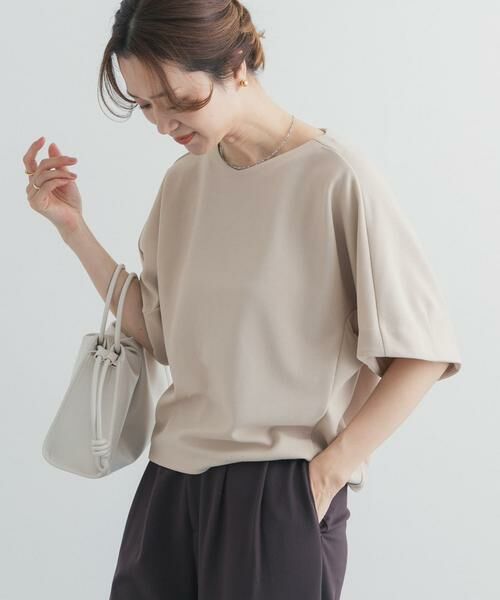 URBAN RESEARCH DOORS / アーバンリサーチ ドアーズ Tシャツ | カットジョーゼットVネックプルオーバー（ベージュ）