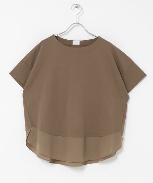 URBAN RESEARCH DOORS / アーバンリサーチ ドアーズ Tシャツ | 異素材切替えラウンドヘムプルオーバー（ブラウン）