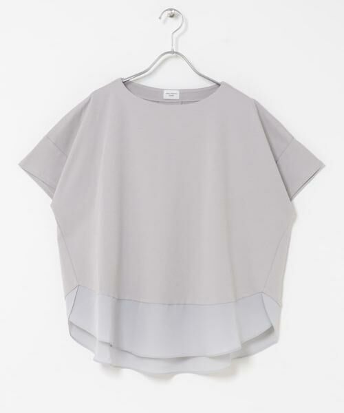 URBAN RESEARCH DOORS / アーバンリサーチ ドアーズ Tシャツ | 異素材切替えラウンドヘムプルオーバー（ライトグレー）