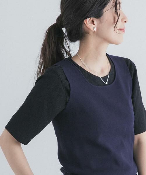 URBAN RESEARCH DOORS / アーバンリサーチ ドアーズ Tシャツ | 5分袖楊柳カットTシャツ（ブラック）