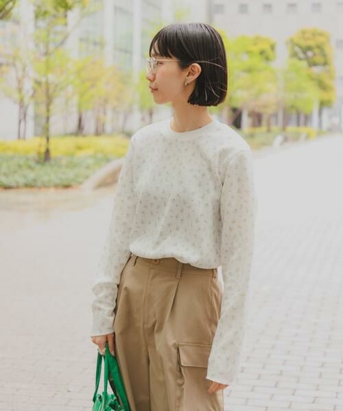 URBAN RESEARCH DOORS / アーバンリサーチ ドアーズ Tシャツ | 『スタッフ企画』小花柄サーマルロングTシャツ | 詳細1