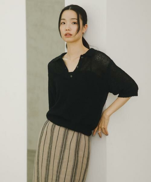 URBAN RESEARCH DOORS / アーバンリサーチ ドアーズ ニット・セーター | Acetate Mix Collared Knit | 詳細2