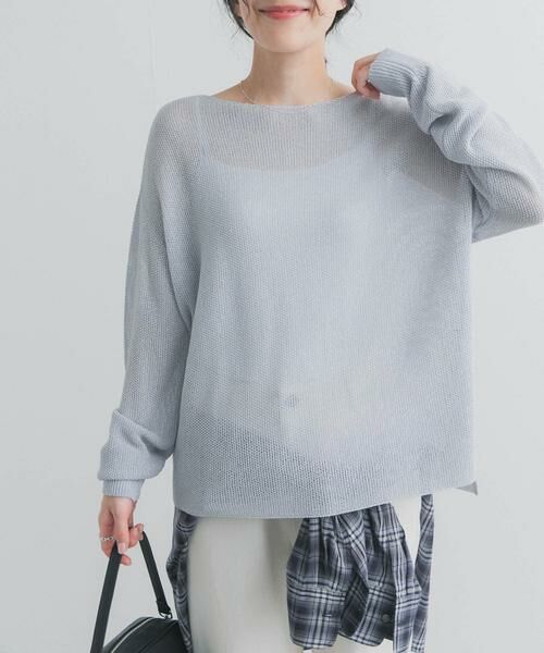 URBAN RESEARCH DOORS / アーバンリサーチ ドアーズ ニット・セーター | ラメシアーリラックスニット（ライトブルー）