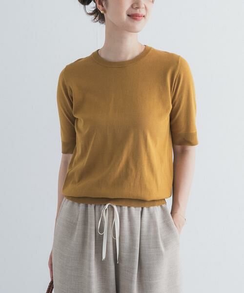 URBAN RESEARCH DOORS / アーバンリサーチ ドアーズ ニット・セーター | 『UR TECH ひやサラクール』コットンハーフスリーブKNIT（マスタード）
