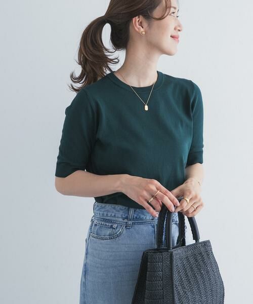 URBAN RESEARCH DOORS / アーバンリサーチ ドアーズ ニット・セーター | 『UR TECH ひやサラクール』コットンハーフスリーブKNIT（グリーン）