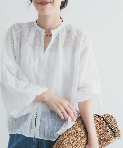 URBAN RESEARCH DOORS / アーバンリサーチ ドアーズ シャツ・ブラウス | カットドビーブラウス（オフホワイト）