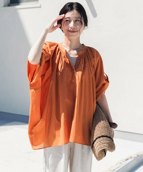 URBAN RESEARCH DOORS / アーバンリサーチ ドアーズ シャツ・ブラウス | コットンボイルロールアップスリーブブラウス | 詳細1