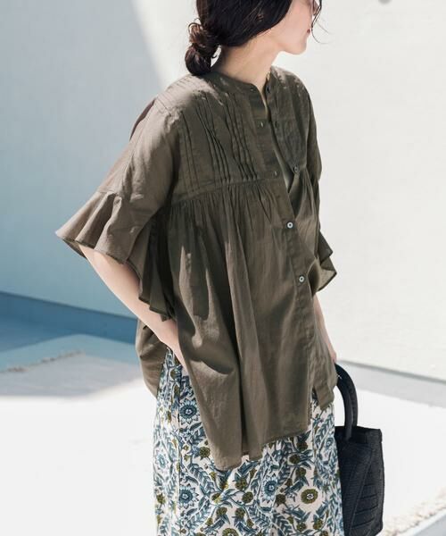 URBAN RESEARCH DOORS / アーバンリサーチ ドアーズ シャツ・ブラウス | 『WEB/一部店舗限定カラー』コットンボイルピンタックフレアスリーブブラウス | 詳細5