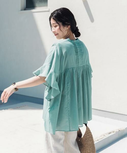 URBAN RESEARCH DOORS / アーバンリサーチ ドアーズ シャツ・ブラウス | 『WEB/一部店舗限定カラー』コットンボイルピンタックフレアスリーブブラウス | 詳細12
