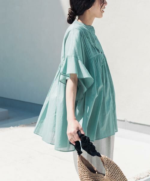 URBAN RESEARCH DOORS / アーバンリサーチ ドアーズ シャツ・ブラウス | 『WEB/一部店舗限定カラー』コットンボイルピンタックフレアスリーブブラウス | 詳細13