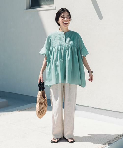 URBAN RESEARCH DOORS / アーバンリサーチ ドアーズ シャツ・ブラウス | 『WEB/一部店舗限定カラー』コットンボイルピンタックフレアスリーブブラウス | 詳細15