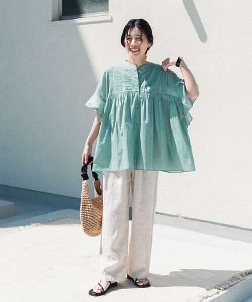 URBAN RESEARCH DOORS / アーバンリサーチ ドアーズ シャツ・ブラウス | 『WEB/一部店舗限定カラー』コットンボイルピンタックフレアスリーブブラウス | 詳細16