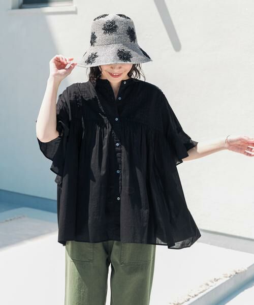 URBAN RESEARCH DOORS / アーバンリサーチ ドアーズ シャツ・ブラウス | 『WEB/一部店舗限定カラー』コットンボイルピンタックフレアスリーブブラウス | 詳細23