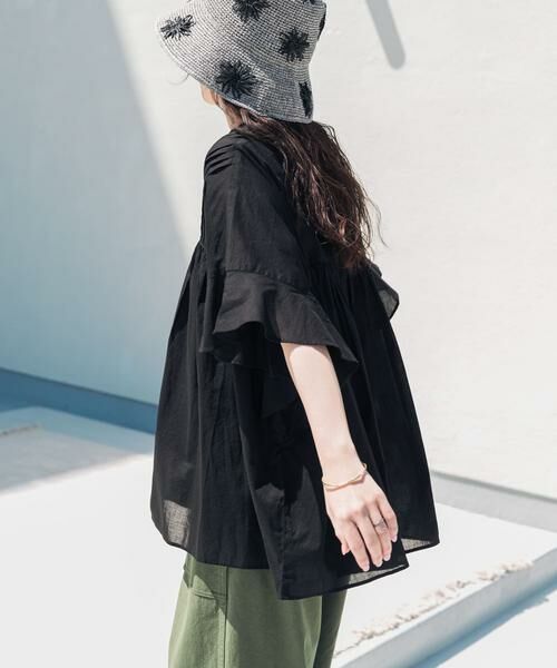 URBAN RESEARCH DOORS / アーバンリサーチ ドアーズ シャツ・ブラウス | 『WEB/一部店舗限定カラー』コットンボイルピンタックフレアスリーブブラウス | 詳細24