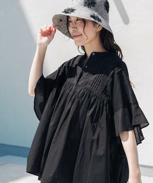 URBAN RESEARCH DOORS / アーバンリサーチ ドアーズ シャツ・ブラウス | 『WEB/一部店舗限定カラー』コットンボイルピンタックフレアスリーブブラウス | 詳細25