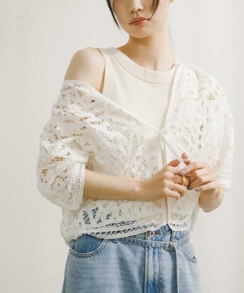 URBAN RESEARCH DOORS / アーバンリサーチ ドアーズ シャツ・ブラウス | Batten Lace Cotton Blouse（オフホワイト）