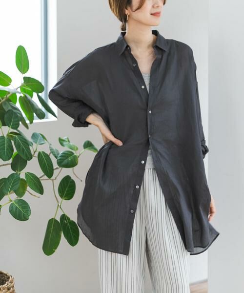 URBAN RESEARCH DOORS / アーバンリサーチ ドアーズ シャツ・ブラウス | 『WEB/一部店舗限定カラー』ラミーコットンビックシャツ（チャコールグレー）