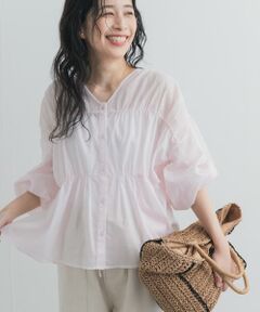 URBAN RESEARCH DOORS / アーバンリサーチ ドアーズ シャツ・ブラウス | 『UR TECH』コットンギャザーVネックブラウス