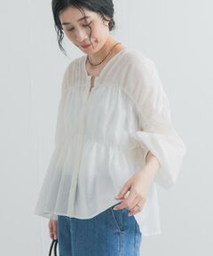 URBAN RESEARCH DOORS / アーバンリサーチ ドアーズ シャツ・ブラウス | 『UR TECH』コットンギャザーVネックブラウス