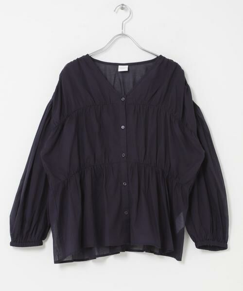 URBAN RESEARCH DOORS / アーバンリサーチ ドアーズ シャツ・ブラウス | 『UR TECH』コットンギャザーVネックブラウス | 詳細11