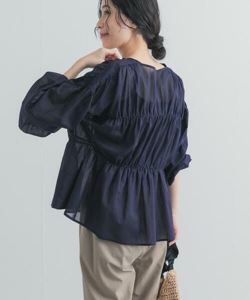 URBAN RESEARCH DOORS / アーバンリサーチ ドアーズ シャツ・ブラウス | 『UR TECH』コットンギャザーVネックブラウス | 詳細6