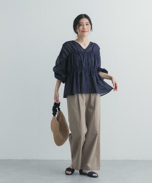 URBAN RESEARCH DOORS / アーバンリサーチ ドアーズ シャツ・ブラウス | 『UR TECH』コットンギャザーVネックブラウス | 詳細7