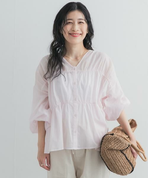 URBAN RESEARCH DOORS / アーバンリサーチ ドアーズ シャツ・ブラウス | 『UR TECH』コットンギャザーVネックブラウス | 詳細19
