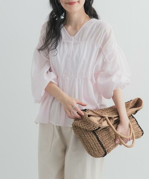 URBAN RESEARCH DOORS / アーバンリサーチ ドアーズ シャツ・ブラウス | 『UR TECH』コットンギャザーVネックブラウス | 詳細20