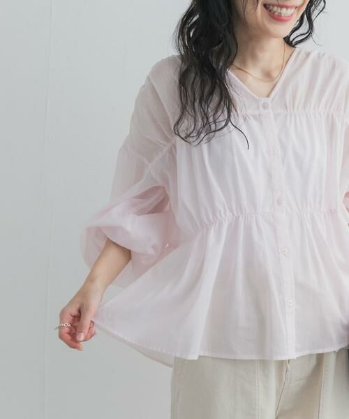 URBAN RESEARCH DOORS / アーバンリサーチ ドアーズ シャツ・ブラウス | 『UR TECH』コットンギャザーVネックブラウス | 詳細23