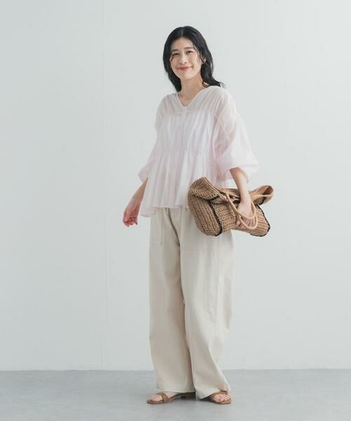 URBAN RESEARCH DOORS / アーバンリサーチ ドアーズ シャツ・ブラウス | 『UR TECH』コットンギャザーVネックブラウス | 詳細24