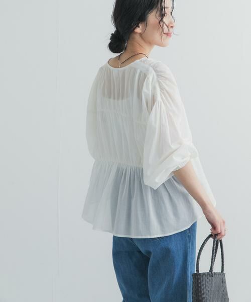 URBAN RESEARCH DOORS / アーバンリサーチ ドアーズ シャツ・ブラウス | 『UR TECH』コットンギャザーVネックブラウス | 詳細27