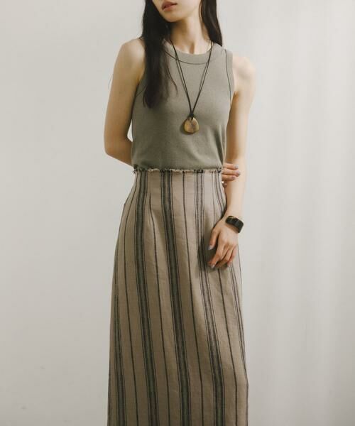 URBAN RESEARCH DOORS / アーバンリサーチ ドアーズ スカート | Linen Stripe I-Line Skirt | 詳細1