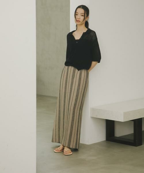 URBAN RESEARCH DOORS / アーバンリサーチ ドアーズ スカート | Linen Stripe I-Line Skirt | 詳細3