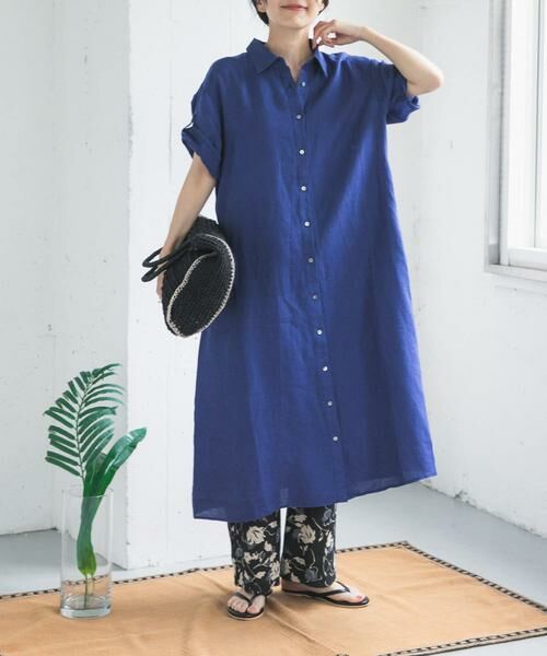 URBAN RESEARCH DOORS / アーバンリサーチ ドアーズ ワンピース | リネン半袖シャツワンピース | 詳細2