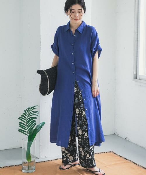 URBAN RESEARCH DOORS / アーバンリサーチ ドアーズ ワンピース | リネン半袖シャツワンピース | 詳細4