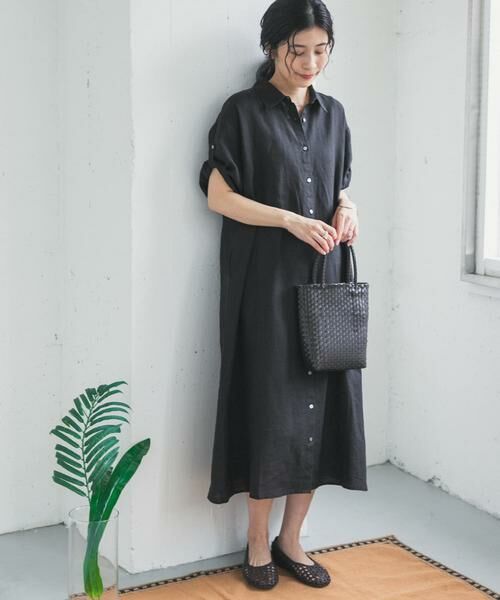 URBAN RESEARCH DOORS / アーバンリサーチ ドアーズ ワンピース | リネン半袖シャツワンピース | 詳細11