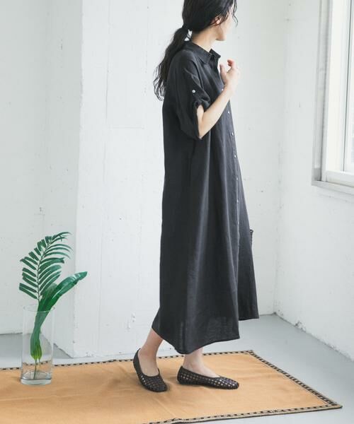 URBAN RESEARCH DOORS / アーバンリサーチ ドアーズ ワンピース | リネン半袖シャツワンピース | 詳細13